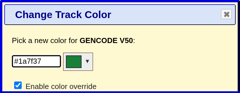 Change Track Color dialog